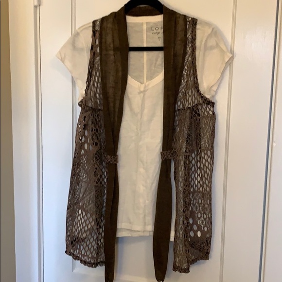 Excellent Open Weave Knit Brown Sweater Vest Large - Picture 5 of 9